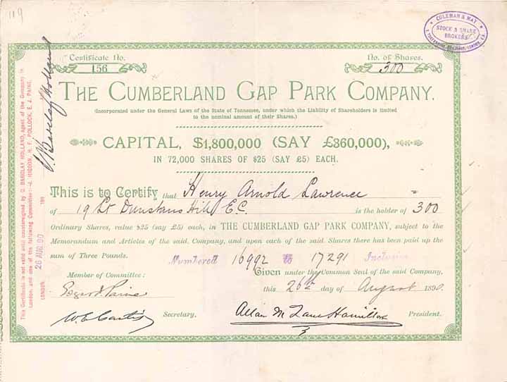 Cumberland Gap and Park Co.