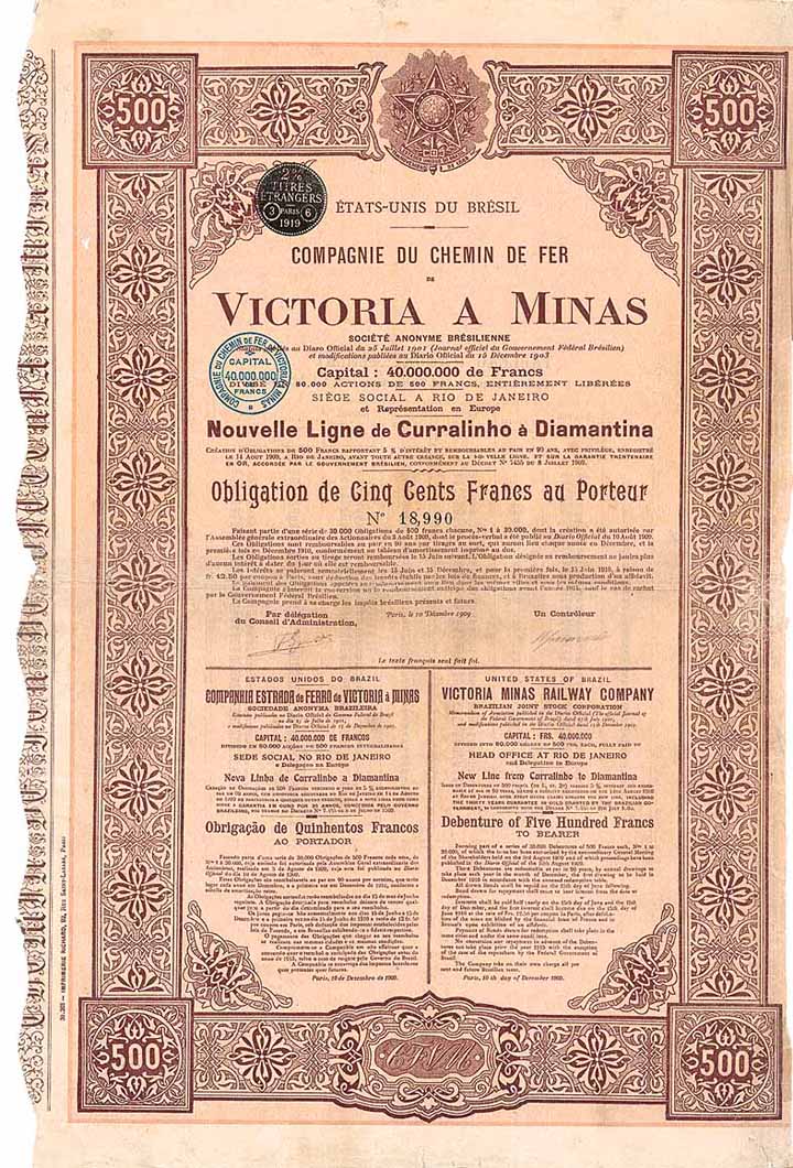 Cie. du Chemin de Fer Victoria a Minas S.A. (Victoria Minas Railway)