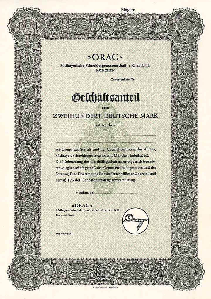 “ORAG” Südbayerische Schneidergenossenschaft eGmbH