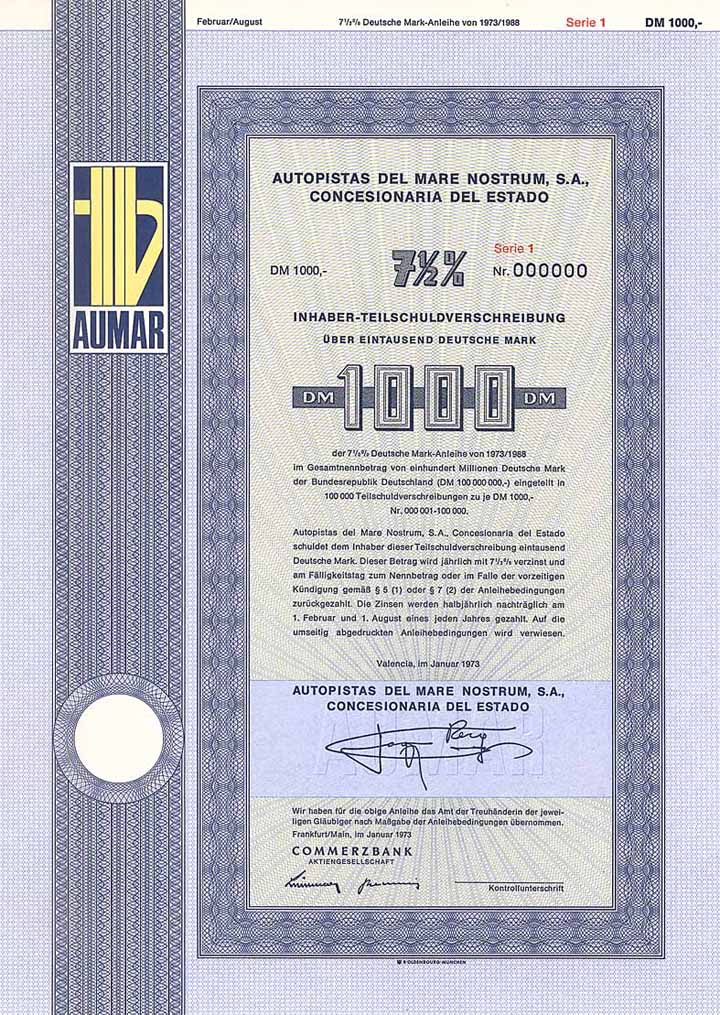 Autopistas del Mare Nostrum S.A. Concesionaria Espanola