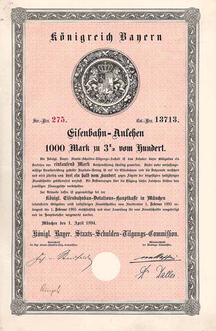 Königreich Bayern, Eisenbahn-Anlehen