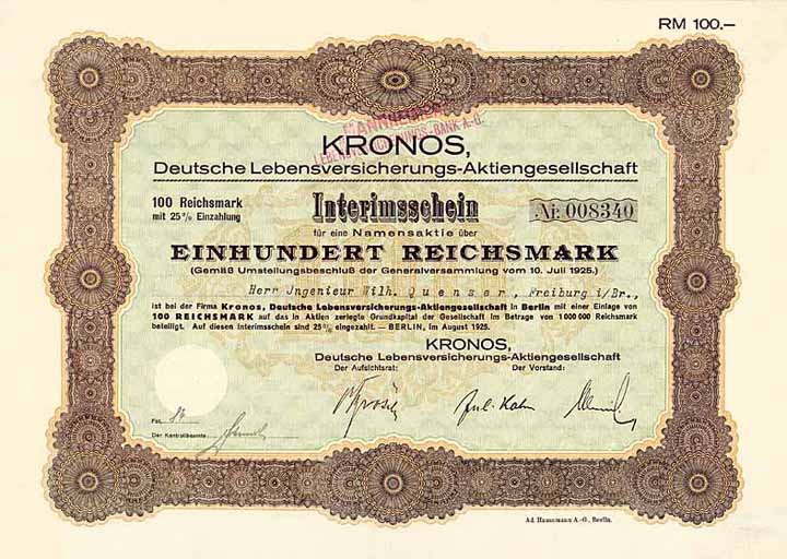 KRONOS Deutsche Lebensversicherungs-AG („MANNHEIMER“ Lebensversicherungs-Bank AG)