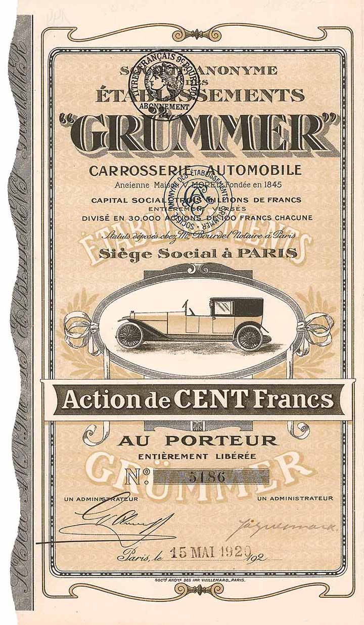 S.A. des Éts. "GRÜMMER" Carrosserie Automobile