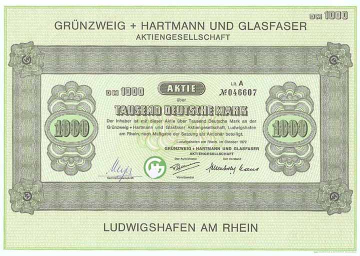 Grünzweig + Hartmann und Glasfaser AG