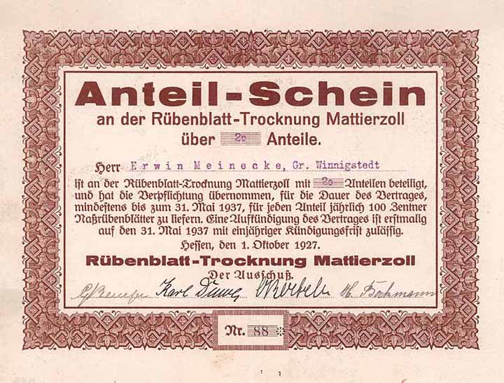 Rübenblatt-Trocknung Mattierzoll