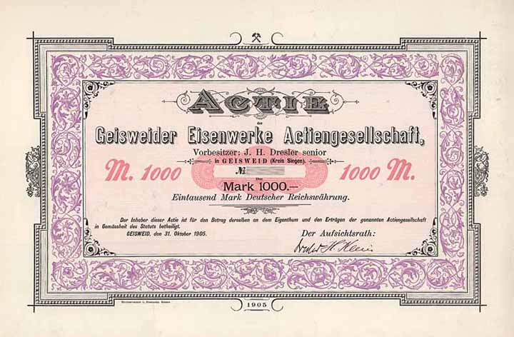 Geisweider Eisenwerke AG, Vorbesitzer J. H. Dresler sen.