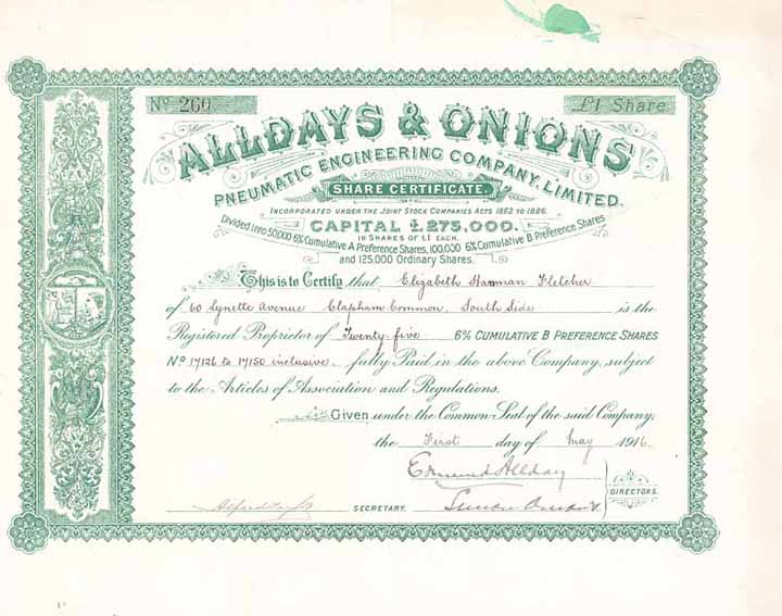 Alldays & Onions Pneumatic Engineering Co.