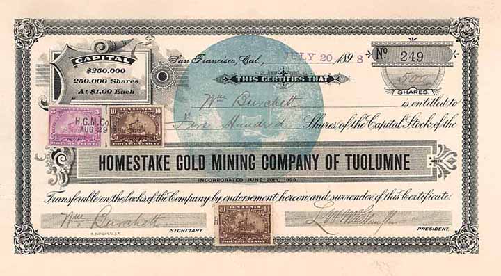 Homestake Gold Mining Co. of Tuolumne