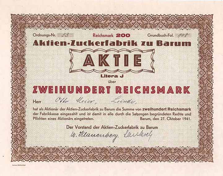 Aktien-Zuckerfabrik zu Barum