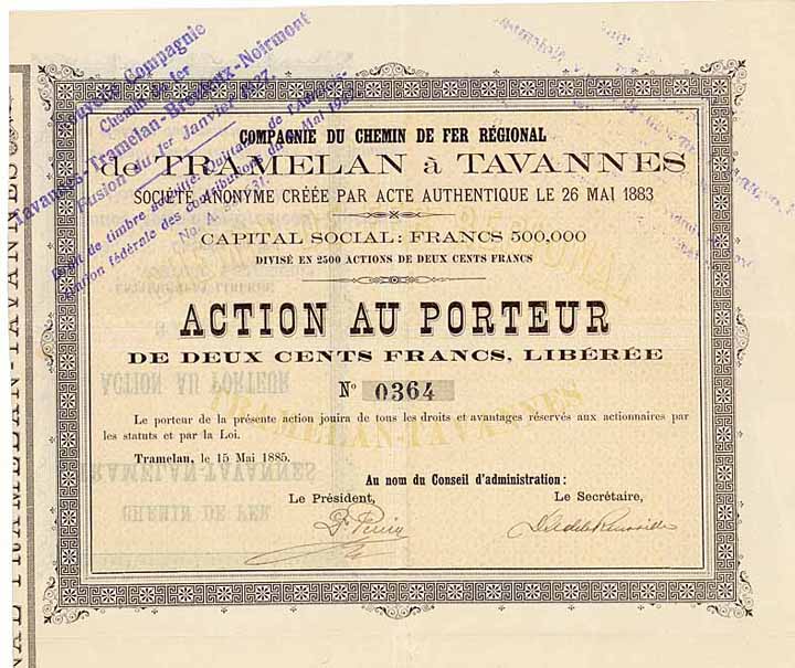 Cie. du Chemin de Fer Régional de Tramelan à Tavannes S.A.