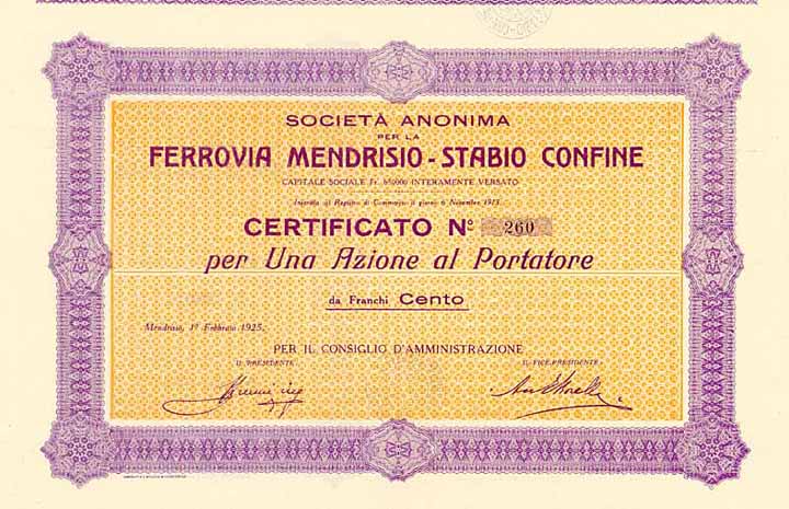 S.A. per la Ferrovia Mendrisio-Stabio Confine