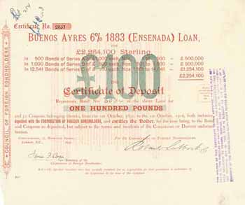 Buenos Ayres 6 % 1883 (Ensenada) Loan