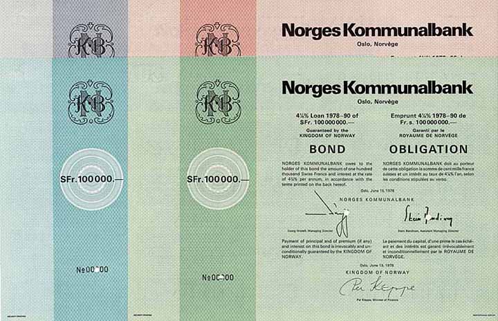 Norges Kommunalbank (4 Stücke)