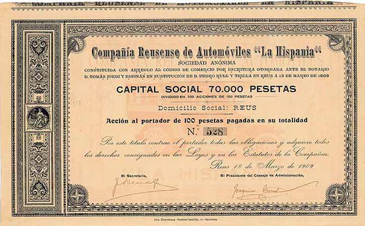 Cia. Reusense de Automoviles "La Hispania"