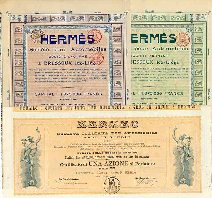 HERMES Società Italiana per Automobili + HERMES Soc. pour Automobiles (3 Stücke)