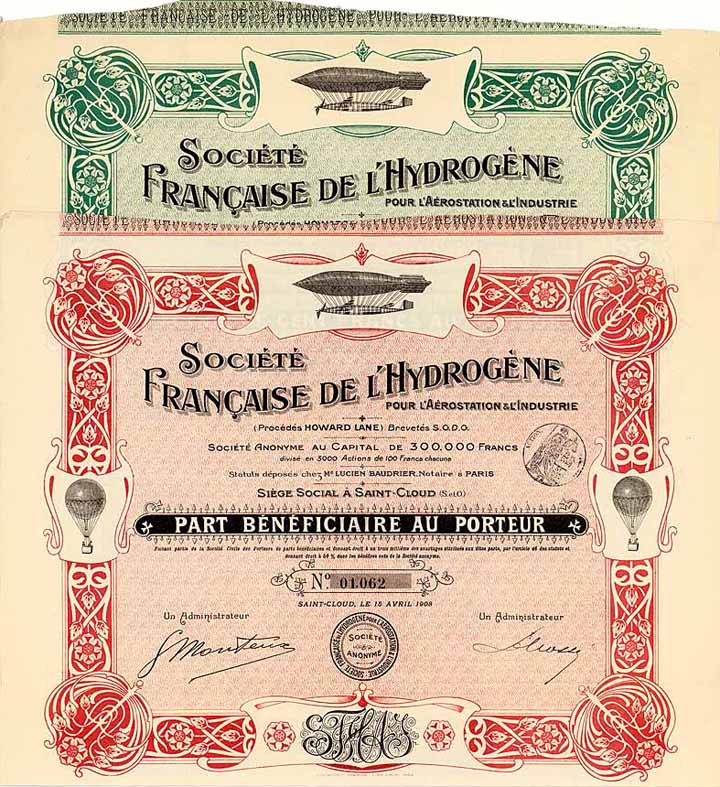 Soc. Francaise de l’Hydrogène pour l’Aerostation & l’Industrie (2 Stücke)