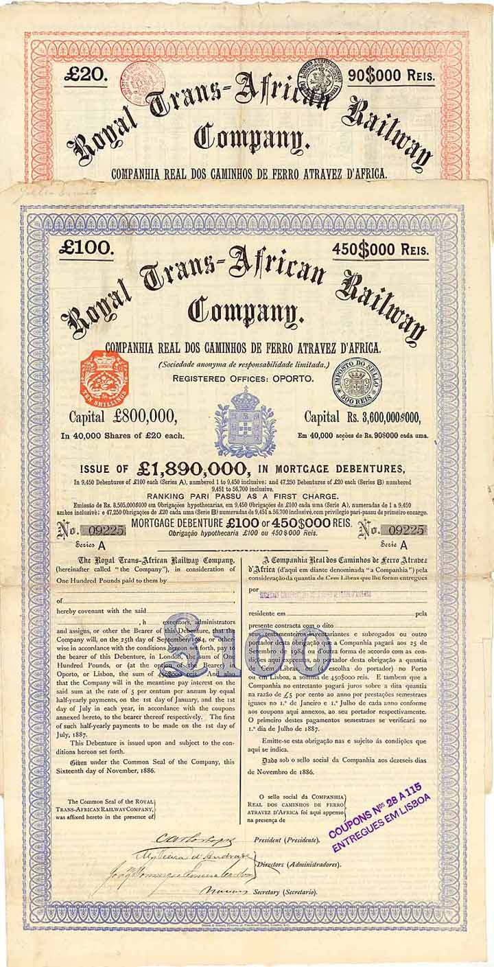 Royal Trans-African Railway Co. (Cia. Real dos Caminhos de Ferro Atravez d’Africa S.A.) (2 Stücke)