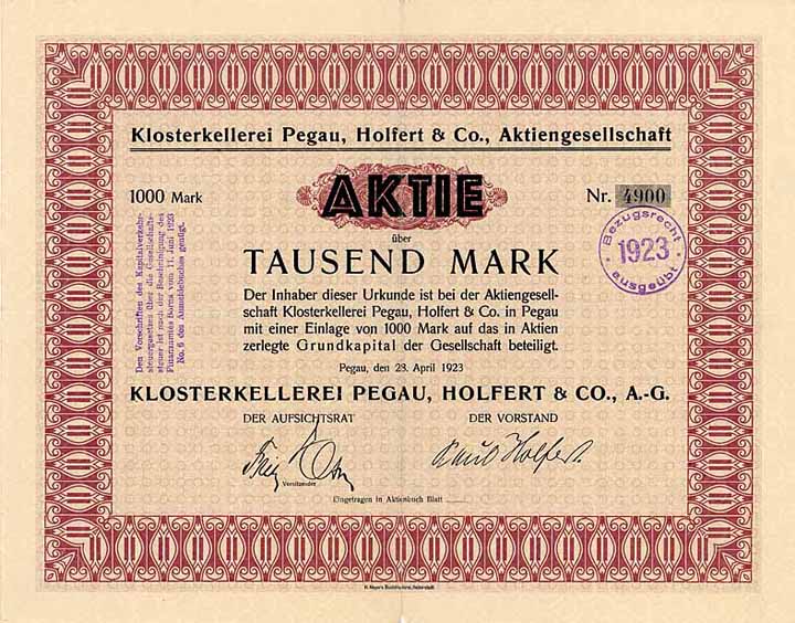 Klosterkellerei Pegau, Holfert & Co. AG