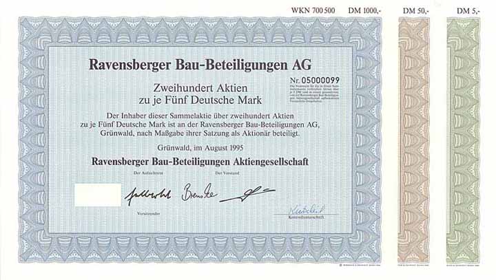Ravensberger Bau-Beteiligungen AG (3 Stücke)