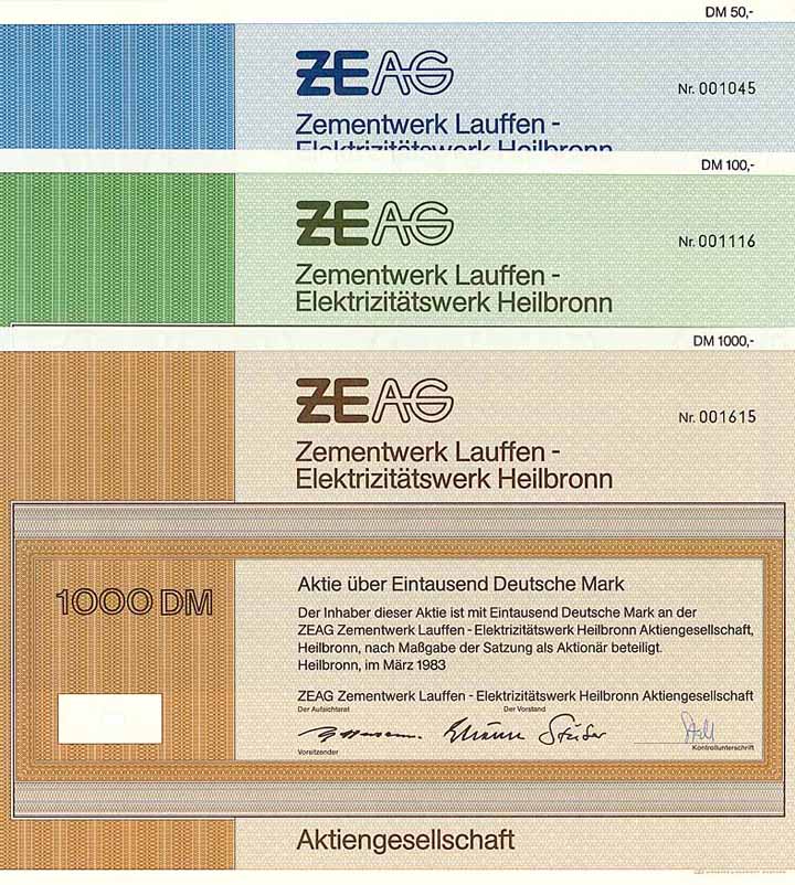 ZEAG Zementwerk Lauffen - Elektrizitätswerk Heilbronn AG (6 Stücke)
