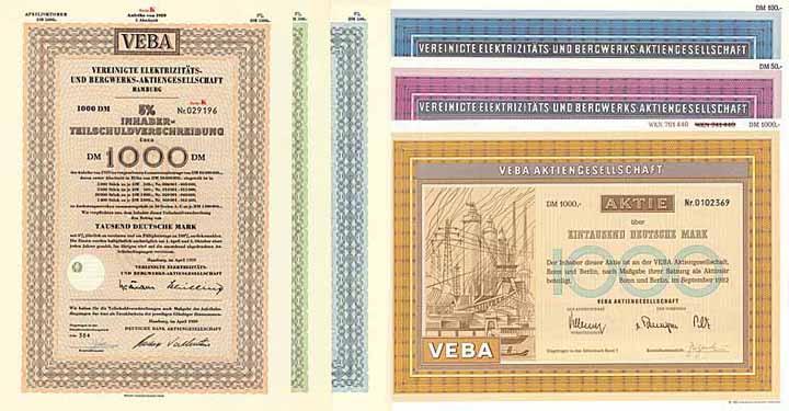 VEBA Vereinigte Elektrizitäts- und Bergwerks-AG (7 Stücke)