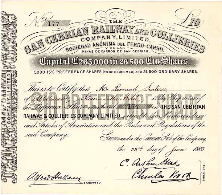San Cebrian Railway and Collieries Co.