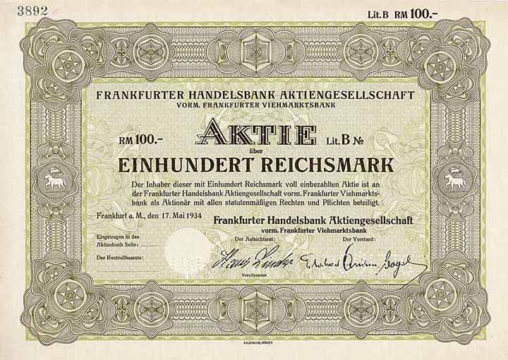 Frankfurter Handelsbank AG vorm. Frankfurter Viehmarktsbank