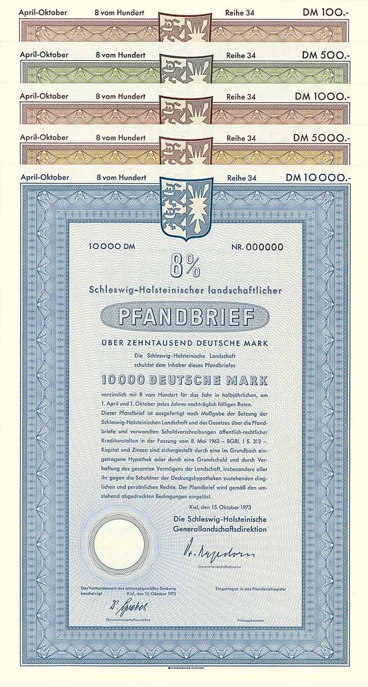 Schleswig-Holsteinische Generallandschaft (5 Stücke)