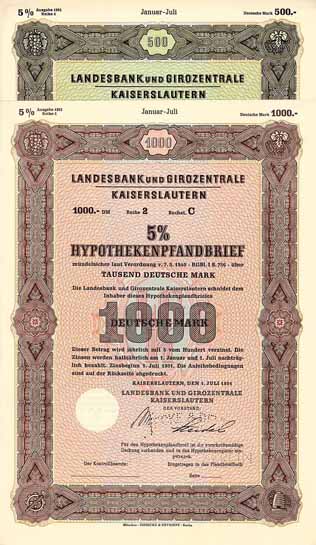 Landesbank und Girozentrale Kaiserslautern (2 Stücke)