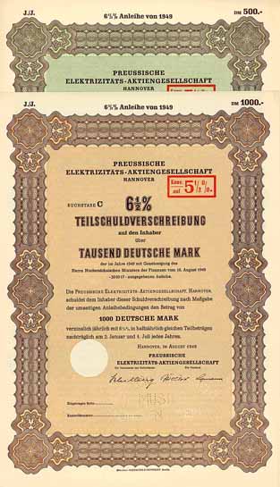 Preussische Elektrizitäts-AG (2 Stücke)