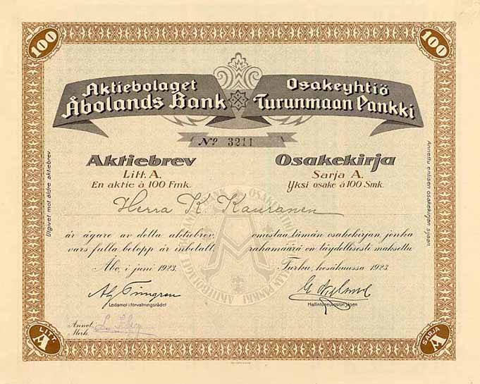 Osakeyhtiö Turunmaan Pankki (AB Abolands Bank)