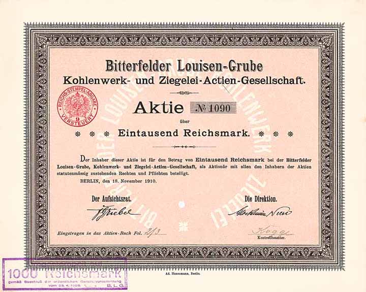 Bitterfelder Louisen-Grube Kohlenwerk- und Ziegelei-AG