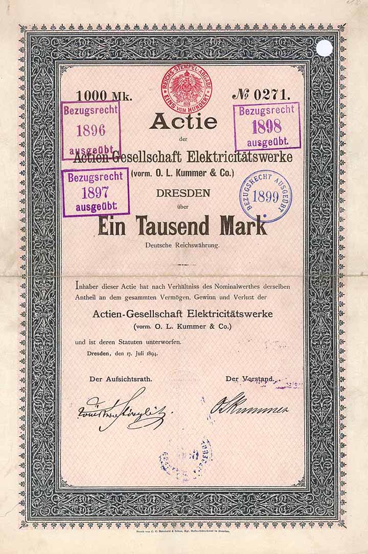 AG Elektricitätswerke (vorm. O. L. Kummer & Co.)