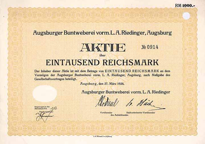 Augsburger Buntweberei vorm. L. A. Riedinger