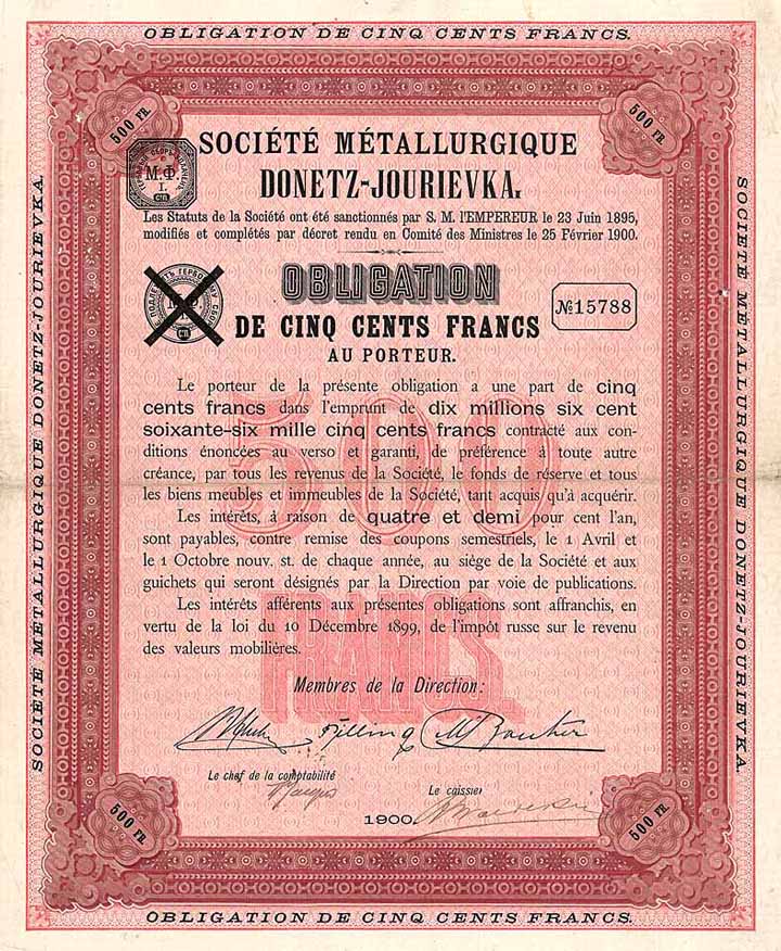 Soc. Métallurgique Donetz-Yourievka (Donetz-Jurowsker Metallurgische Gesellschaft)