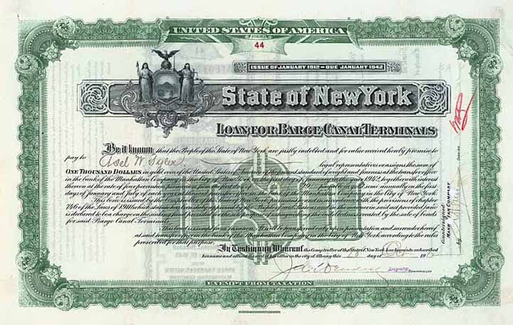 State of New York, Loan for Barge Canal Terminals