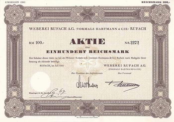 Weberei Rufach AG (vormals Hartmann & Cie.)