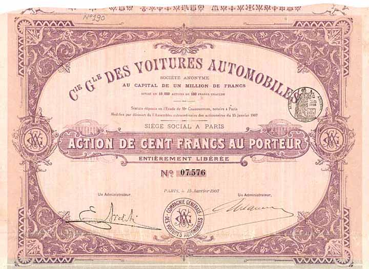 Cie. Gén. des Voitures Automobiles S.A.