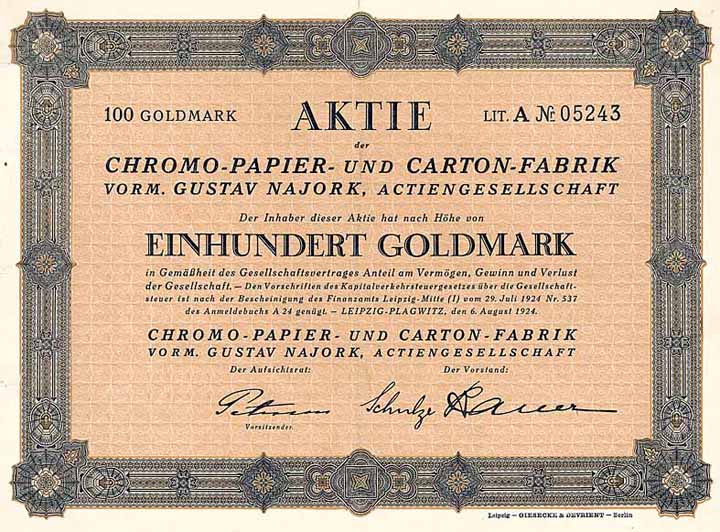 Chromo-Papier- und Carton-Fabrik vorm. Gustav Najork AG