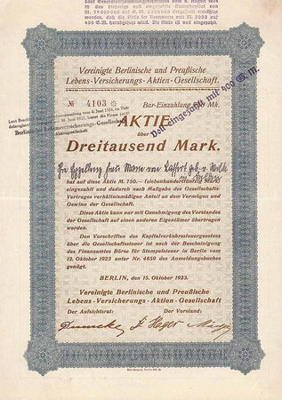 Vereinigte Berlinische und Preußische Lebens-Versicherungs-AG
