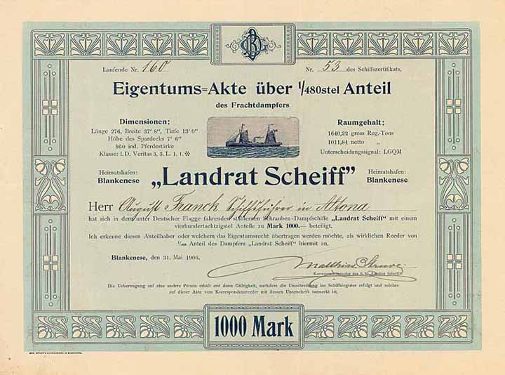 Frachtdampfer “Landrat Scheiff”