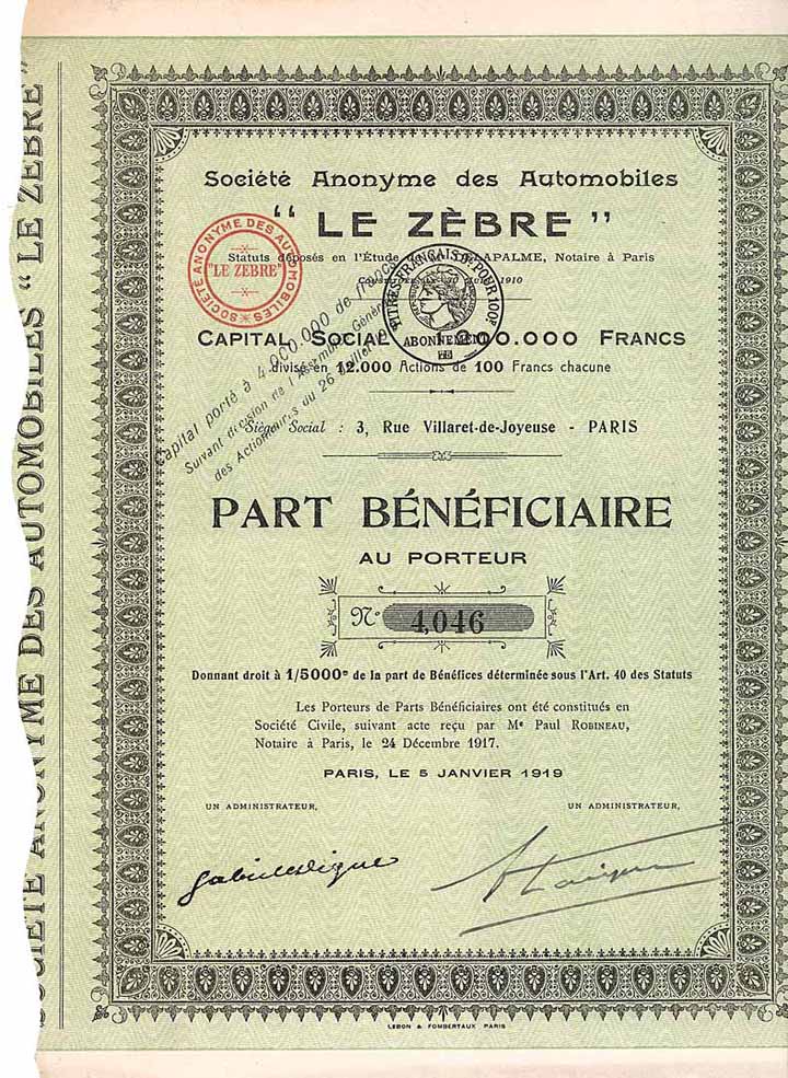 S.A. des Automobiles “Le Zèbre”