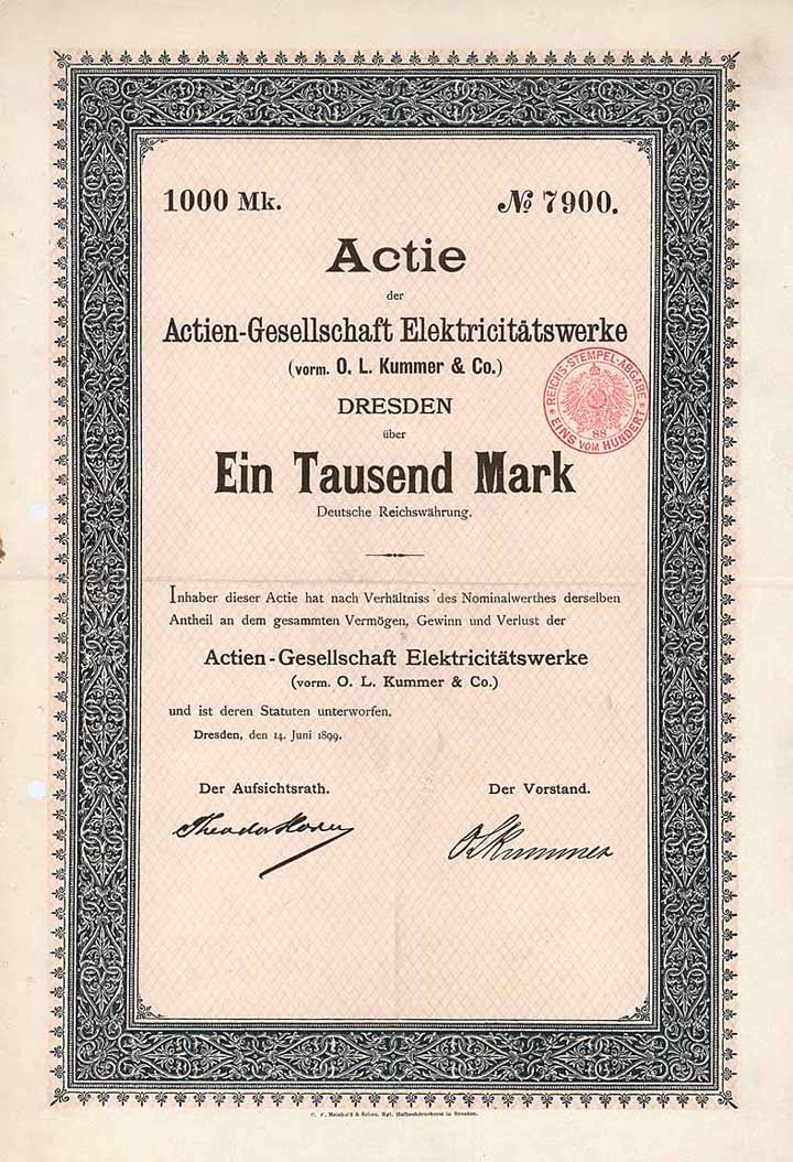 AG Elektricitätswerke (vorm. O. L. Kummer & Co.)