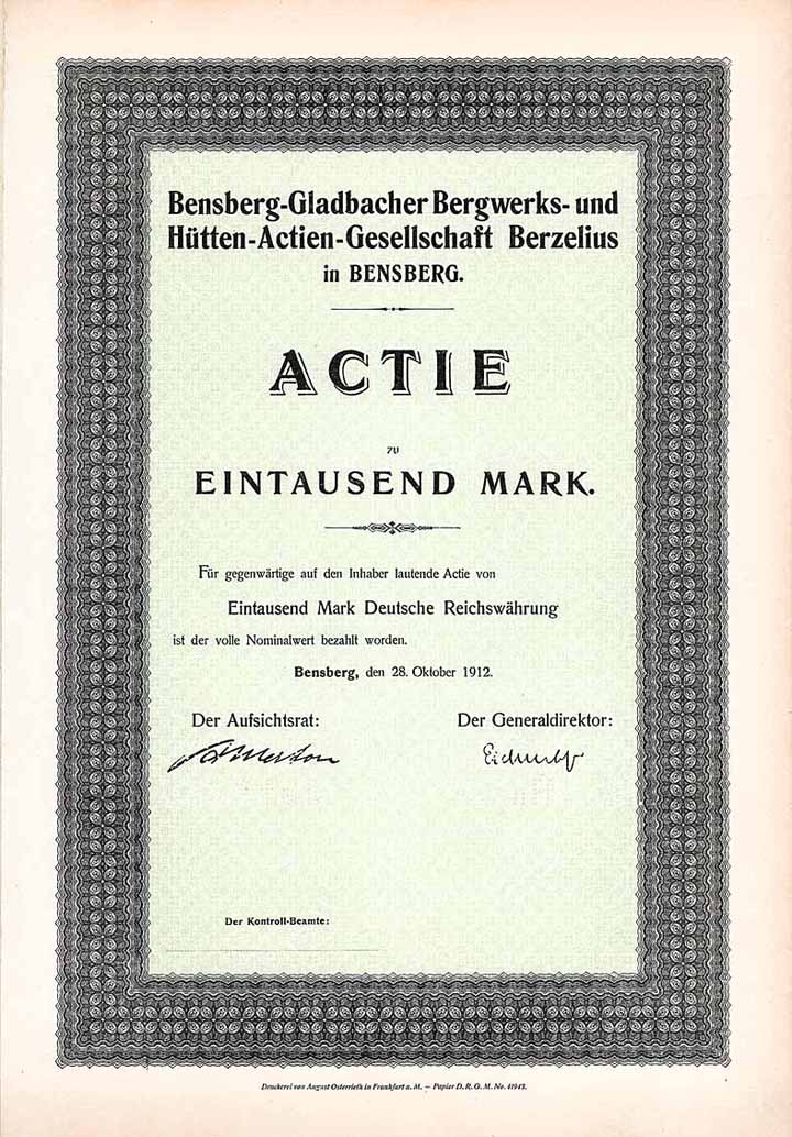 Bensberg-Gladbacher Bergwerks- und Hütten-AG Berzelius