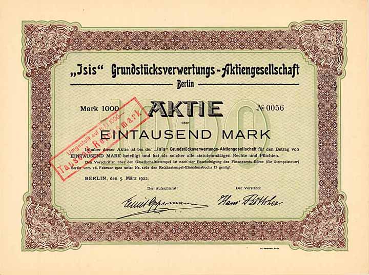„Isis“ Grundstücksverwertungs-AG