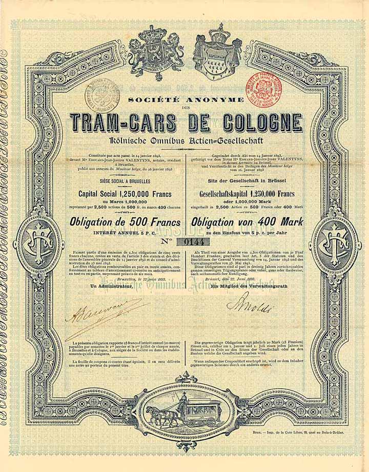 S.A. Tram-Cars de Cologne - Kölnische Omnibus Actien-Gesellschaft