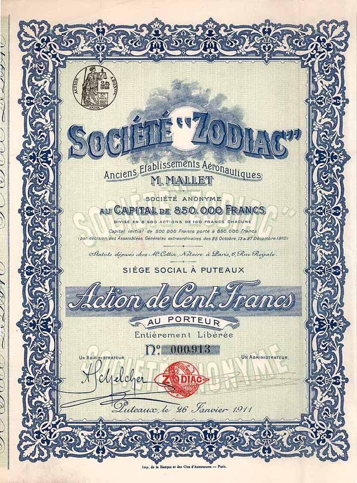 Soc. ZODIAC anciens Etablissements Aéronautiques M. Mallet S.A.