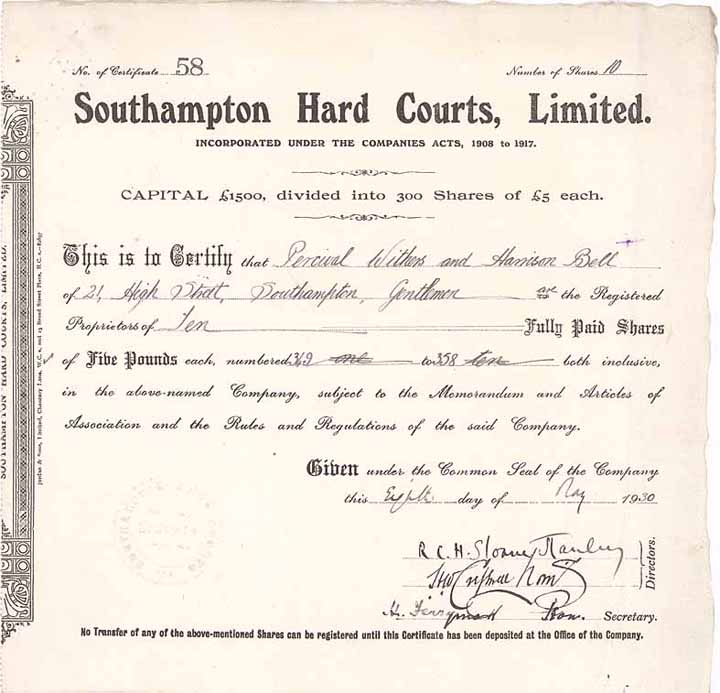 Southampton Hard Courts Ltd.