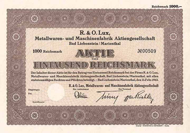 R. & O. Lux Metallwaren- und Maschinenfabrik AG