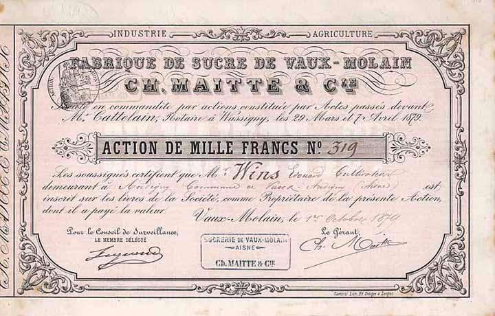 Fabrique de Sucre de Vaux-Molain Ch. Maitte & Cie.